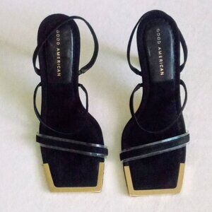 EUC Good American "The Standout" Heeled Sandals